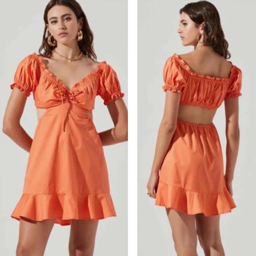 Nwt Astr The Label Verana Dress In Color:Dark Tangerine